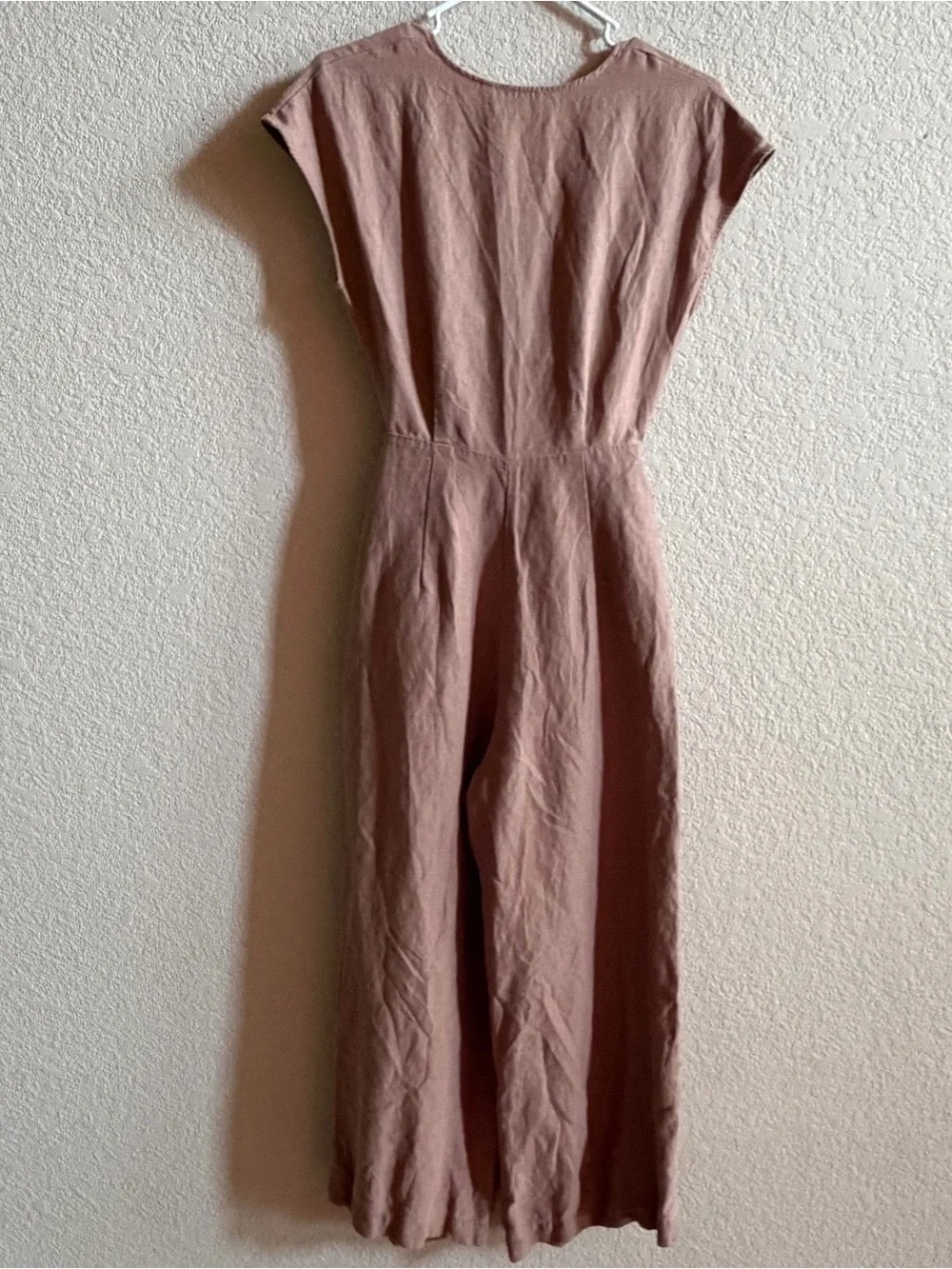 Wilfred Aritzia Women Size 0 Brax Linen Blend‎ Jumpsuit Wrap Top Nutmeg Wide Leg